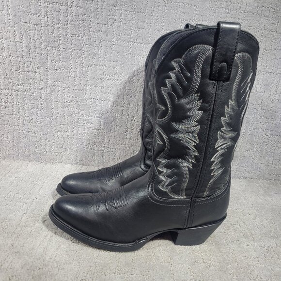 Laredo Birchwood 68450 Mens Size US 8D Black Pointed Toe Western Cowboy Boots - Picture 5 of 8